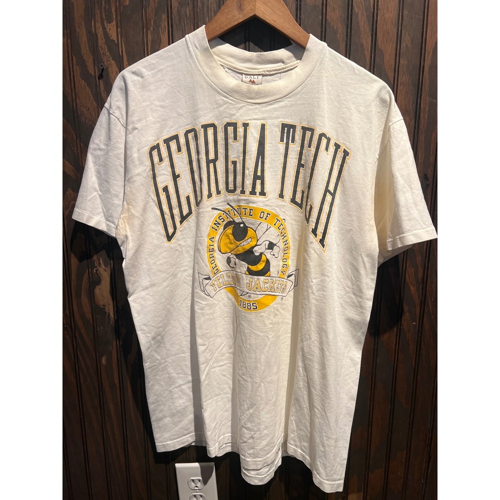 Vintage Galt Sand Georgia Tech Yellow Jackets T-Shirt XL Cream Made in USA 90s